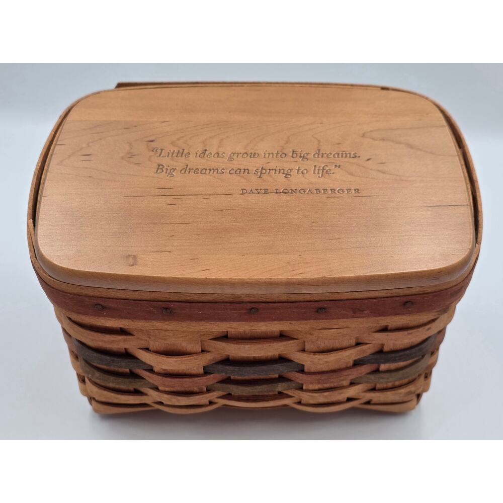 Longaberger Rectangle Color Basket With Lid  Liner- Signed JLB- Daves Quote 1984
